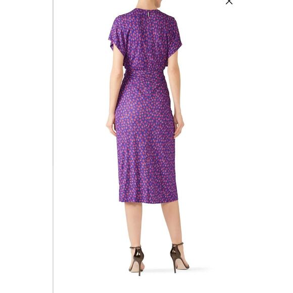 Prabal Gurung Women's Purple Printed Jackie Twist Front Midi Dress Size 10 - Picture 2 of 15